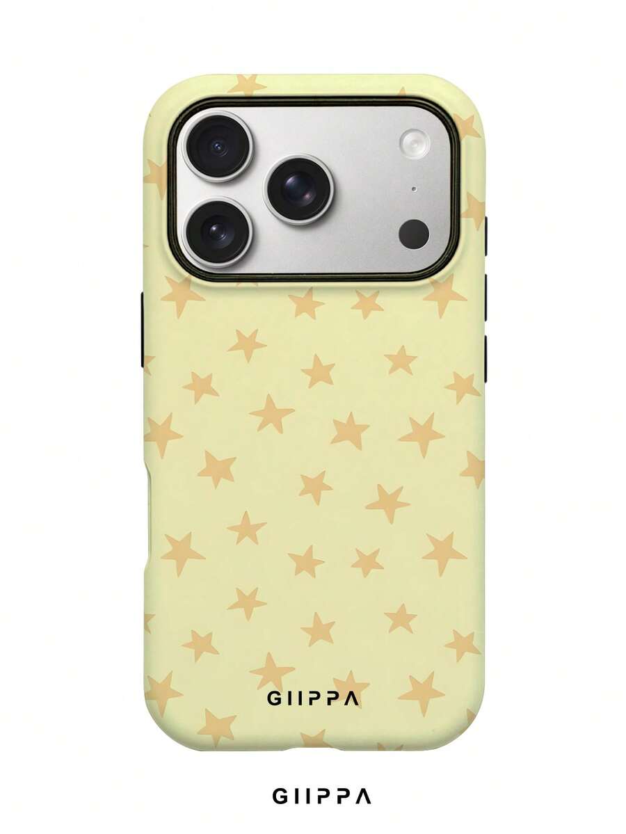 GIIPPA 1个淡黄色星形图案 17 Pro Max手机壳，兼容 16 Pro Max、15 Pro Max、14 Pro Max，韩版时尚趣味手机壳，适用于11/12/13/14/15/16 Pro Max Plus，优雅设计男女皆宜，是圣诞节、情人节、复活节、婚礼季和生日送给女友的理想礼物。 - 黃色 - 查看 1