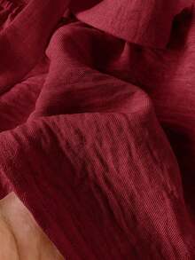 Frenchy Camiseta de tirantes de mujer con volantes de unicolor y parches, con detalle de nudo en la espalda - Rojo - Ver 5