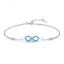 Romantic Infinite Love Bracelet 925 Sterling Silver Vintage Natural Turquoise Chain Bracelets For Women Wedding Jewelry - Turquoise Bracelet - View 2