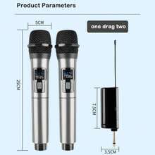 Wireless Microphone Dual Mic, 2 Pack Handheld Dynamic Mic System With Rechargeable Receiver, 1200mAh Battery, 50-80m Long Range, Cardioid Pickup, Plug And Play For Karaoke Speaker Amplifier PC Church Wedding Party - Silver - View 10