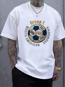 Balón con banderas de equipos GHA ENG PAN CRO simbolizando la unión deportiva del continente y la pasión futbolera  Camiseta de hombre 100% algodón de gran comodidad y estilo contempo - Blanco - Ver 6