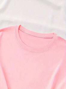 Women's Tops 2026 Spring: Fashionable Letter Print Tops, Women's Pure Cotton Round Neck T-Shirt, Simple Design, Comfortable And Breathable, Suitable For Casual Daily Wear, Versatile, Shows A Natural And Elegant Style, Essential For Summer Parties, Local Delivery, Loose And Comfortable Summer Clothes. - 粉色 - 查看 3