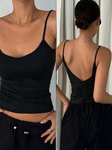 Camiseta sin espalda para mujer - Negro 2 - Ver 1