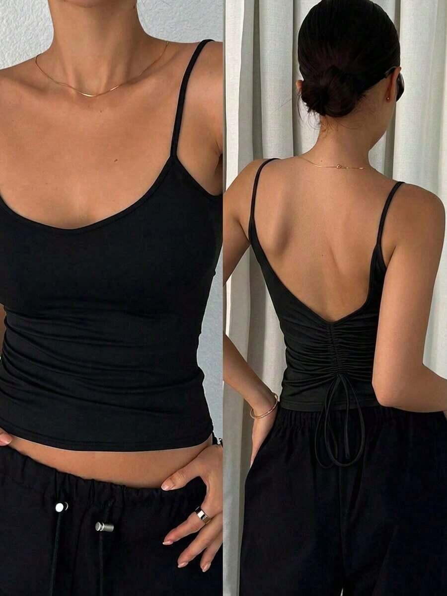Camiseta sin espalda para mujer - Negro 2 - Ver 1