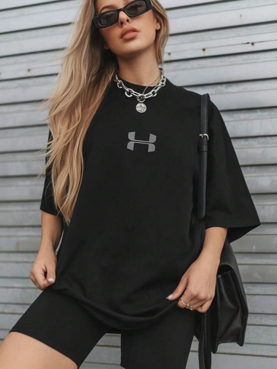 1 Pieza 180g Camisetas Para Mujer Camiseta Hombre, camiseta informal de algodón con cuello redondo. Camiseta deportiva para mujer. Diseñadas por artistas de la generación Y2K al estilo Bababask, confeccionadas en algodón 100 % puro. Diseño de patrón de dibujos animados creativos, cómoda manga corta - Negro 3 - Ver 1