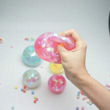 1pc Holographic Glitter Squishy Ball, Cute Stress Relief Fidget Toy - Multicolor - View 4