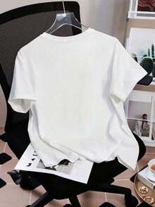 Mexican Basic YOKASA Camiseta de mujer de manga corta y cuello redondo. Estampado de cerezas y mariposas. 1 pieza, 180g Pure Heavy, 95% poliéster 5% spandex - Camiseta unisex de manga corta, cuello redondo, estilo vintage urbano, de algodón suelto. Nuevo lanzamiento. - Blanco - Ver 3