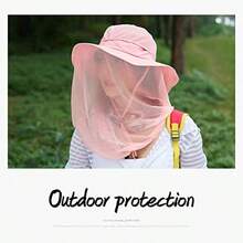 Mosquito Head Net Hat, Safari Sun Hat with Veil Mesh Protection from Insect - Rosado - Ver 5