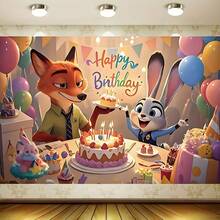Judy Hopps And Nick Wilde Themed Birthday Backdrop, Suitable For Children's Birthday Party, Baby Shower Party And Theme Party Decoration - Multicolor - View 15