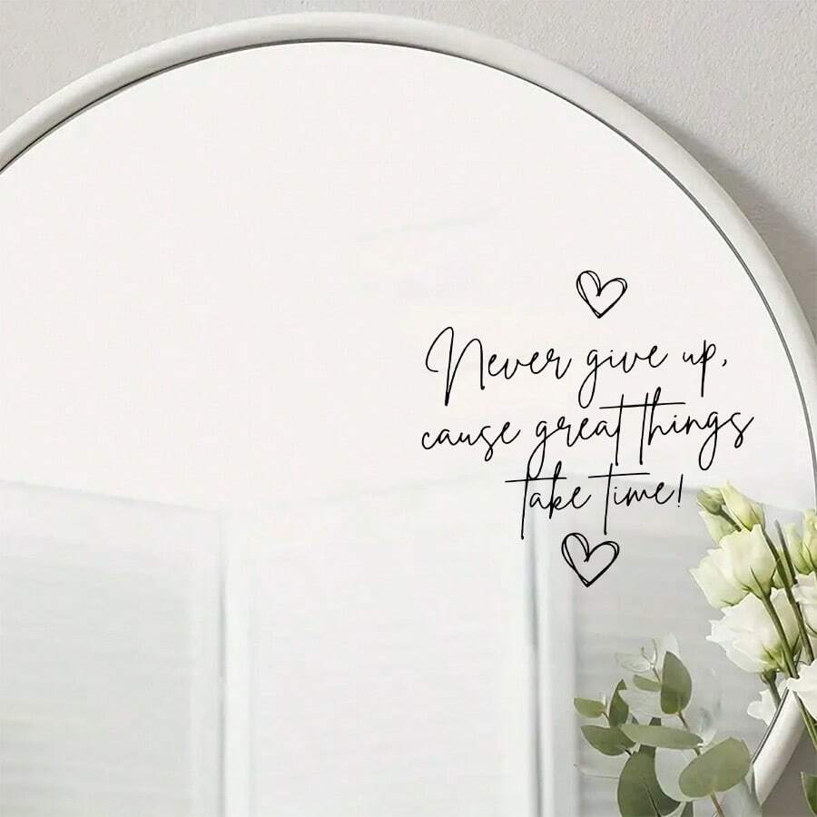 1/3/5pcs Motivational Quote Wall Sticker, Waterproof Vinyl Inspirational Lettering Decal, Aesthetic Mirror Decor For Home Office, Elegant Positive English Phrase Art For Toilet, Bedroom Wall Decoration - Inspirational Quotes Wall Stickers - View 1