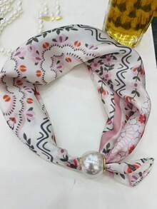 1件纯色珍珠磁性三角围巾项链，百搭装饰锁骨链，女士配饰，节日佳品 - 彩色 - 查看 7
