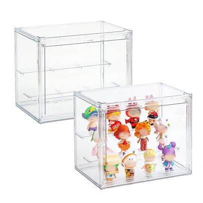 Piorlado Clear Display Case, 3 Tier Adjustable Display Stand, Acrylic Display Box With Magnetic Door, Dustproof Showcase For Collectibles