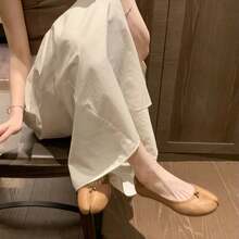 Mirror Split Toe Ballet Flats, Shallow Mouth Skirt Matching Daily Shoes, Elegant Soft Casual Ladies Footwear - 銀色 - 查看 6