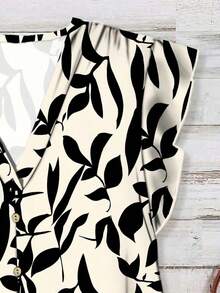 Camisa de mujer casual y minimalista con estampado botánico, adecuada para el verano - Multicolor 10 - Ver 3