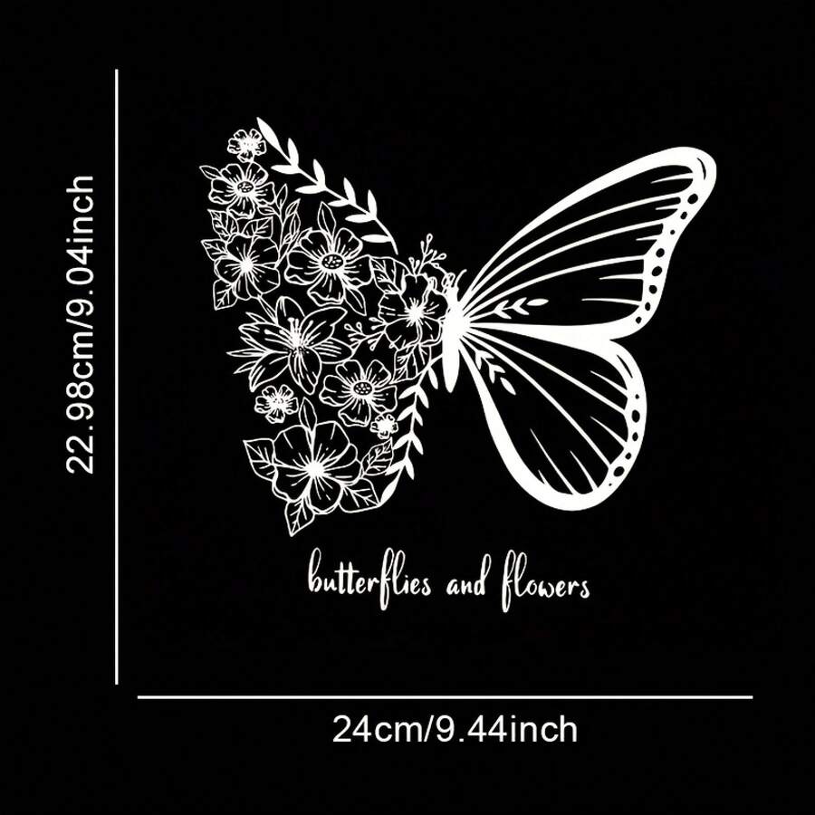 Butterfly Heat Transfer Decals - DIY Washable Stickers, Suitable For T-Shirts, Jeans, Backpacks | Mixed Colors, Polyester Material - Black - View 1