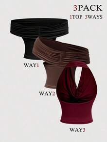 Set de 3 piezas de Tops de Tirantes Versátiles para Mujer - Multicolor - Ver 2
