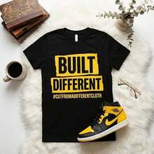 SOFT1pscBuilt Camiseta Gráfica Negra y Amarilla a Juego con Zapatillas, Estilo Urbano, 100% Algodón, Clásico - Negro - Ver 7
