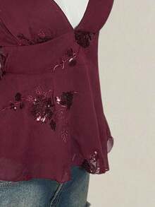 ICON Camiseta de halter de cuello con cuentas para mujer - Burdeos - Ver 10
