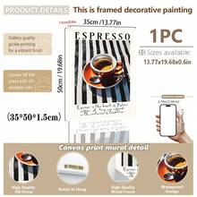 1 cái, Tranh treo tường canvas, Trang trí tường có khung, Tranh tường Espresso Ý cổ điển, Poster ly cà phê sọc xanh retro, Bản in nghệ thuật chủ đề Espresso hoa - Nhiều màu - Xem 15