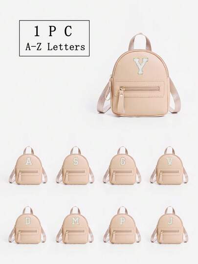 1pc Girls Cute Classic Backpack With 26 A-Z Letters, Shoulder Bag, Heart-Shaped Wallet, Adjustable Straps, Ideal Gift For Valentine's Day, Suitable For Daily Use, Outdoor, School, Travel, Hiking, Portable Design