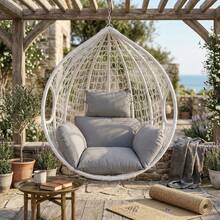 Thick Swing Chair Cushion, Soft Hammock Seat Pad, Breathable Hanging Egg Chair Pillow, Indoor/Outdoor Cozy Lounger Pad, Removable & Washable - Grey - View 4