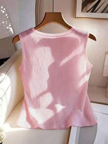 de tirantes casual de mujer con decoración metálica de unicolor, para verano - Rosa - Ver 2