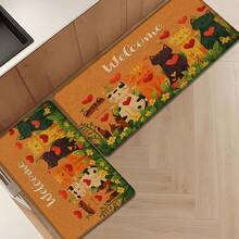1pc Cat Pattern Printed Linen Kitchen Rug, Doormat, Bath Mat, Hallway Mat, 3D Printed Rectangle Carpet For Living Room, Bedroom, Corridor, Bathroom, Laundry Room - Polyester Rug For Indoor And Outdoor Home Decor - Multicolor - View 3