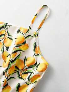 Vestido casual de mujer con estampado de limón sin mangas para vacaciones - Multicolor - Ver 5