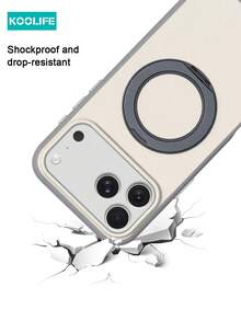 Koolife 1件裝 白色 360°旋轉磁吸手機殼，PC+TPU 磨砂防摔保護殼附支架，相容 iPhone 18 Pro/18 Pro Max/17/17 Pro/17 Pro Max/17 Air/16/15/14/13 - 白色 - 查看 7