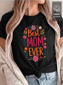 Playera Estampada de Mujer BEST MOM EVER FLORAL - Edición Elite | - Negro - Ver 5