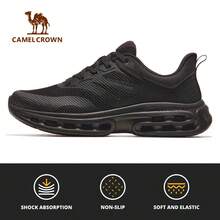 CAMEL CROWN Men's Shock-Absorbing Sports Shoes, Breathable Non-Slip Outdoor Running Shoes, Spring/Summer - All Black - View 2