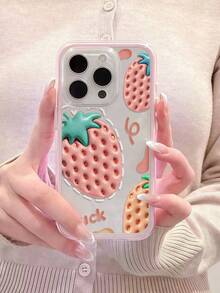 1个草莓图案撞色防震手机壳，TPU材质，适合作为节日礼物，兼容苹果iPhone 11/12/13/14/15/16 Pro/Pro Max/14/15/16 Plus/17，男女通用 - 彩色 - 查看 4