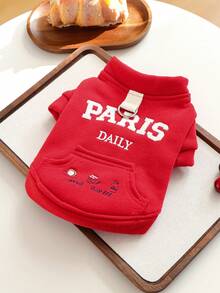 1 pieza Ropa para mascotas, Ropa para perros/gatos, Serie de sudaderas cómodas para perros pequeños, Adecuado para primavera/otoño - Rojo - Rojo - Ver 9