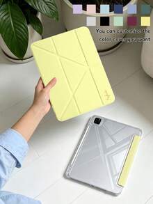 1pc Transparent Acrylic Y-Fold Tablet Case With Custom Text, Compatible With Mini6/Mini7/Air/Air2/9.7/10.2/10.5/Air4/Air5/10.9/Pro 11"/10th Gen/ Air 11-In.(M2)-2024/ Pro11-In.(M4)-2024/Air 11-Inch (M3) 2025/ (A16) 11 Inch 11th Generation 2025/ Air 8(M4)2026(11-Inch), Personalized Custom Text, Custom Color, High-Transparency Acrylic Back Shell, Built-In Pencil Slot, Tri-Fold Adjustable Stand, Personalized/Minimalist/Cute, Pencil Not Included, Some Models With Camera Frame - Multicolor - View 5