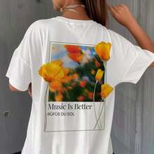 Camiseta de mujer moderna, informal, para fiestas y para estar en casa, 100% algodón, corte holgado. 1pscCamiseta de Rufus du Sol, La música es mejor, Merchandising de Rufus du Sol, Rufus Du Sol, Camiseta de Rufus Du Sol, Camiseta de música house, Camiseta rave100%cotton - Blanco - Ver 7