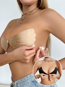 2/1pc New Self-Adhesive Invisible Bra Cups, Nude/Black - Multicolor - View 1