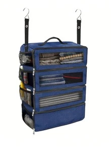 High Capacity Travel Luggage Organizer,Hanging Clothes Storage Bag With Hook,Wardrobe Organizer Bag,Foldable Hanging Storage Pouch (Random Hook Color) - Multicolor - View 11