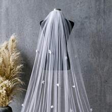 1pc Handmade 3D Floral Cathedral Veil Bridal Headpiece With Comb, Suitable For Wedding, Window Display, Beach Wedding Photography Props - Multicolor - View 8
