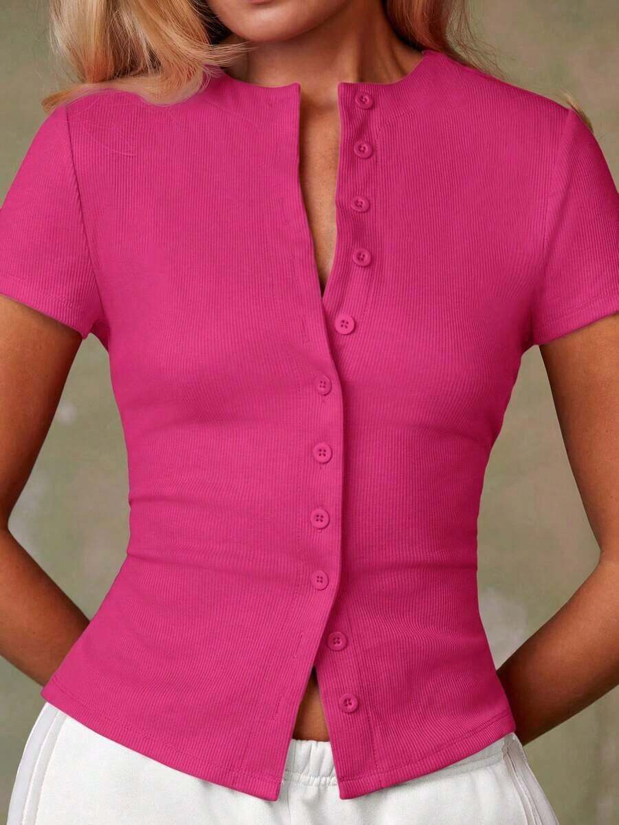 Cárdigan rojo casual para mujer - Rosa Fucsia - Ver 1