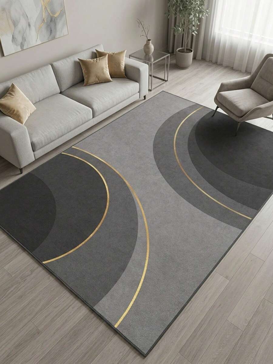 1pc Modern Minimalist Geometric Abstract Art Area Rug, Soft Faux Wool Rectangular Carpet, Suitable For Living Room, Bedroom, Entryway, Bathroom, Hallway, Patio, Kitchen, Indoor Outdoor, All Season, Large Size Doormat, Home Decor - Multicolor - View 1