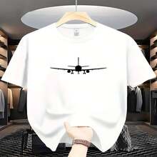 Camiseta de manga corta para hombre, talla grande, con dise?o de avión y logotipo de aviación, y eslogan. Disponible en blanco y negro. Camiseta de manga corta y cuello redondo, ideal para aficionados a la aviación, para uso casual y como uniforme de piloto. - Blanco - Ver 1