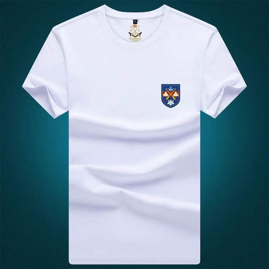 New Summer T-Shirt, Round Neck, Solid Color, Short Sleeve, Fitted, Casual And Business Style, In Stock. - 白色 - 查看 1