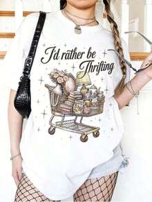 Camiseta suave de manga corta para el verano, camiseta con la impresión "Preferiría Usar Ropa de Segunda Mano", regalo para amantes de lo antiguo, camiseta gráfica con estética de segunda mano, estilo casual para amantes de las compras, regalos Bique, camiseta unisex de algodón con cuello redondo, talla grande, casual, para primavera y verano, súper suave, transpirable - Regalo perfecto para Pascua, Día de San Valentín, Día de la Madre para mamá, parejas, familiares y amigos. Ropa holgada y cómoda de verano para mujer, tops para mujer, 100% algodón. - 9-blanco - Ver 1