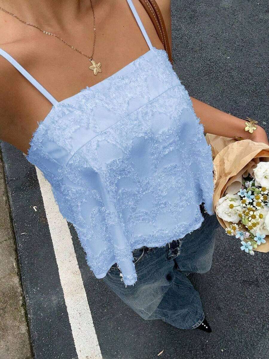 Top de tirantes de uso diario versátil y casual de unicolor para mujer - Celeste - Ver 1