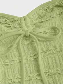 Top de tirantes con cuello halter y pliegues en Y2K - Verde - Ver 3
