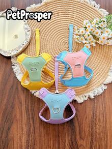 Conjunto de Peitoral e Guia Sem Puxão para Cães Pequenos, Médios & Gatos, Peitoral de Colete Macio Ajustável com Guia de Corda Combinando, Kit de Passeio de Estimação Fashion Colorblock, Peitoral à Prova de Fuga para Filhotes & Gatinhos - Multicolorido - Visão 6