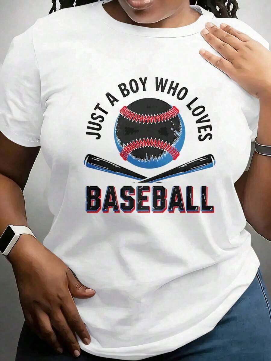 Cute Unisex Premium Casual Short Sleeve T-Shirts For Sports Events, "Only A Guy Who Loves Baseball" Print T-Shirt For Women, Gift For Baseball Fans, Sports Graphic T-Shirt, Suitable For Sports Events, Parties, Sports And Other Festive Gifts. - 白色 - 查看 1