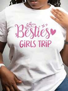 Camiseta de Viaje para Mejores Amigas - Letras Rosas y Corazón, Conjuntos BFF a Juego, Manga Corta y Cuello Redondo para Grupos de Viaje, Regalo para Amigas - [Blanco] - Ver 7