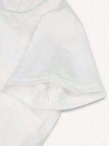 Camiseta, Conjuntos de primavera para mujer, Cuello Redondo, Manga Corta, Estilo Casual - Blanco - Ver 4