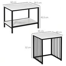 Set Of 2 Coffee Tables, Side Tables, Nesting Tables, Sofa Tables With A Modern Design, Marble-Effect Living Room Tables, For Bedrooms, Made Of Steel - White - View 3